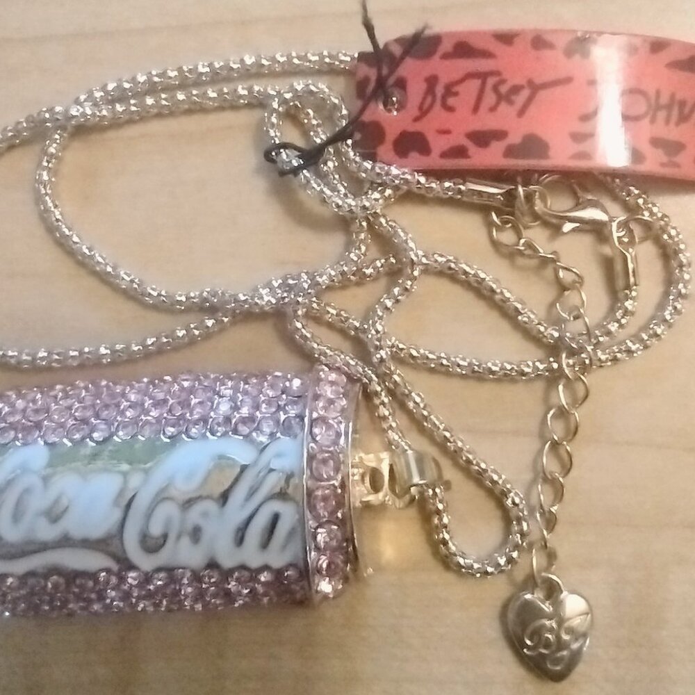BETSEY JOHNSON PINK COCA COLA CAN NECKLACE